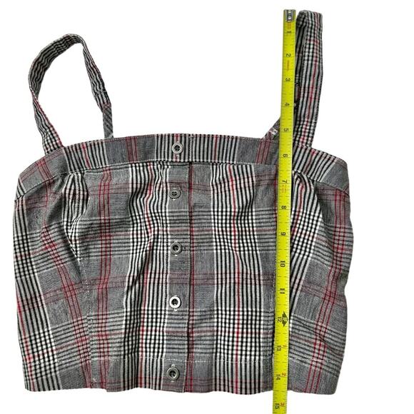 Hollister square neck button front plaid crop top ruched goth punk women’s small - Picture 13 of 13